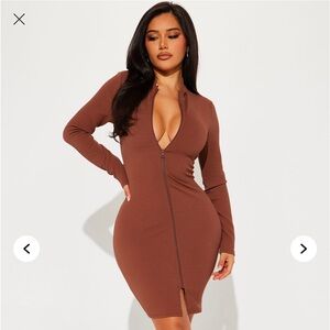 Elegant Brown Long Sleeve Dress